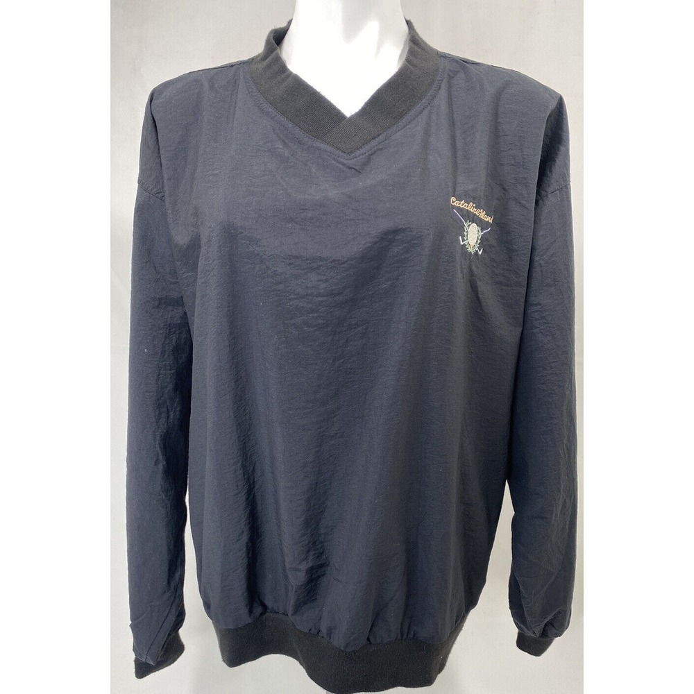Munsingwear Golf Jacket Mens Medium Black V Neck Preppy Athleisure Pullover